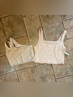 NWOT aerie *Bundle of 2* One Shoulder Longline Sports Bra & Cotton Tank sz L